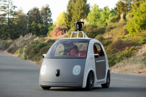 Early prototype of Google's self driving car constructed by them