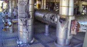 Damaged steam ducts and water pipes. (Image: San Bernardino County Fire Department via AP)