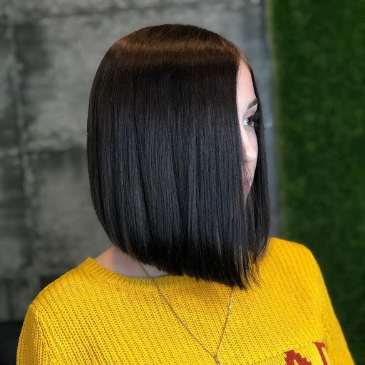 Medium Straight Layered Brunette Bob Haircut