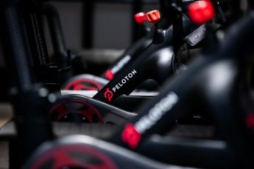 Treadmill with Peloton logo