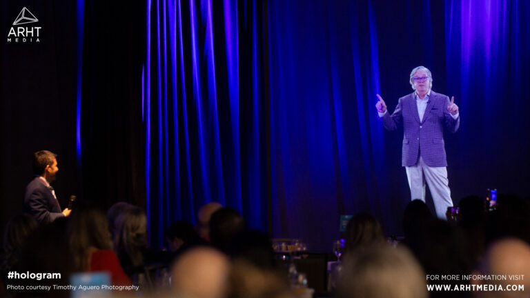 ARHT Media ARHT Media CEO Larry O'Reilly appears at The Northwest Event Show as an Interactive Hologram demonstration
