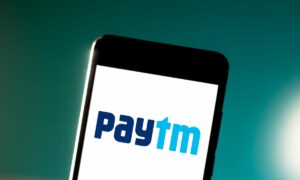 Paytm logo displayed on a Smarthone