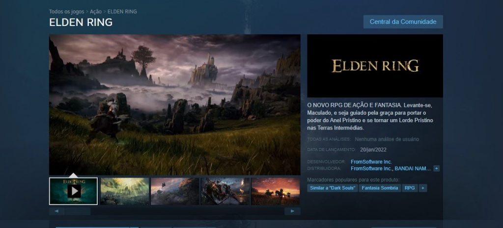 Elden Ring Steam Page Goes Live