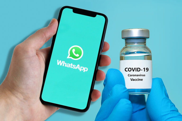 Person Holding iPhone with WhatsApp launching alongside COVID-19 Vaccine