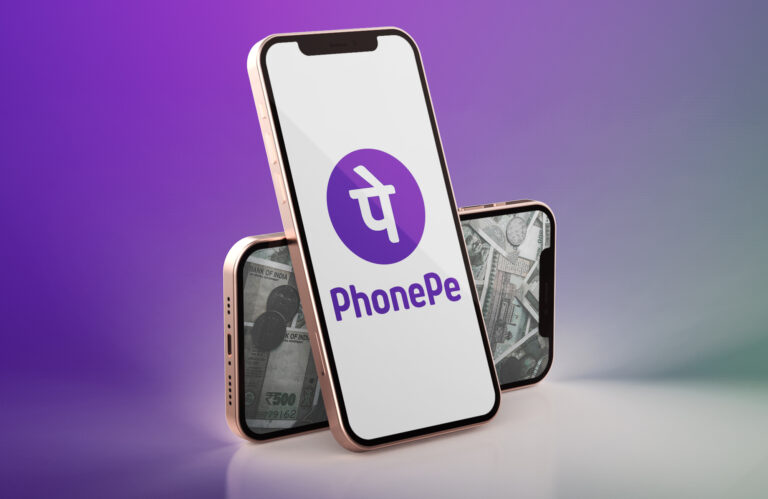 PhonePe logo mockup on iPhone
