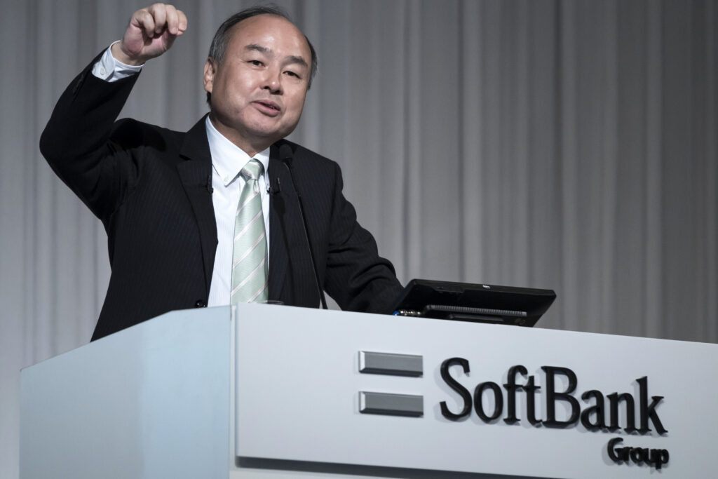 SoftBank Group Corp. Chairman and Chief Executive Officer Masayoshi Son speaks during a press conference