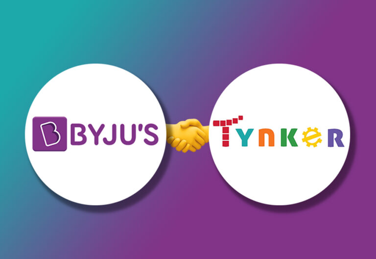 Logo of Byju's and Tynker on Gradient background