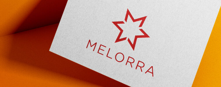 Melorra embossed on craft paper