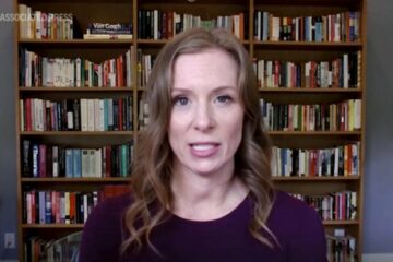 In this image taken from video Monika Bickert, Facebook's head of global policy management, speaks during an interview with The Associated Press Wednesday, Oct. 6, 2021, in response to a whistleblower's claims — supported by the company's own internal research — that the social network’s products harm children and fuel polarization. Bickert said that Facebook does not prioritized engagement over safety. She said the reason Facebook researches teen well-being on Instagram is so that it can build better products and features to support them. (AP Photo)