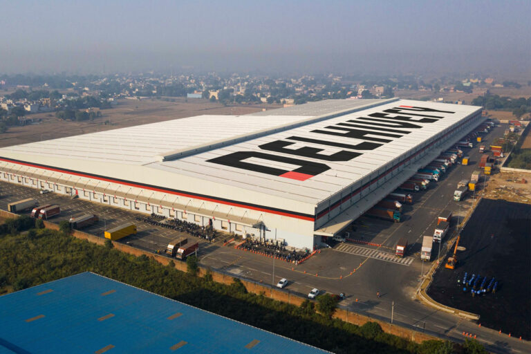 Top view of Delhivery largest trucking terminal at Bilaspur
