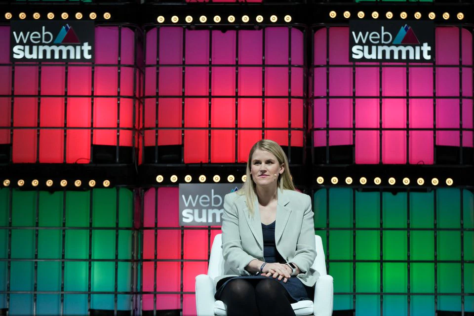 The Facebook Whistleblower Frances Haugen looks on during the opening ceremony of Web Summit, Europe's largest technology conference, in Lisbon, Portugal, November 1, 2021.