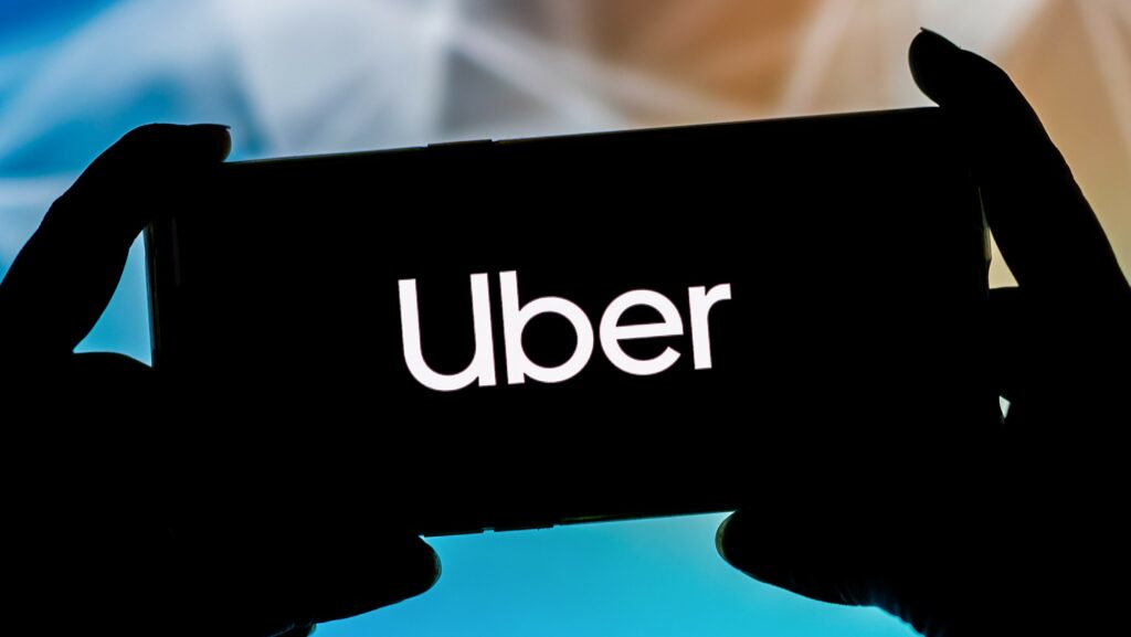 Uber logo displayed on a smartphone