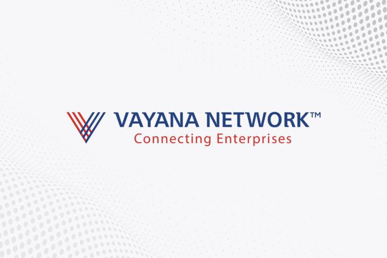 Vayana Network logo on Gray abstract wireframe background