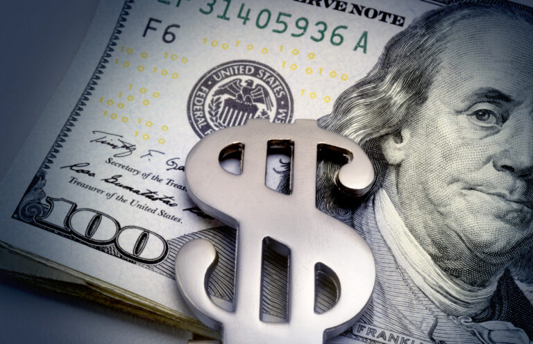 Money clip on dollar bills