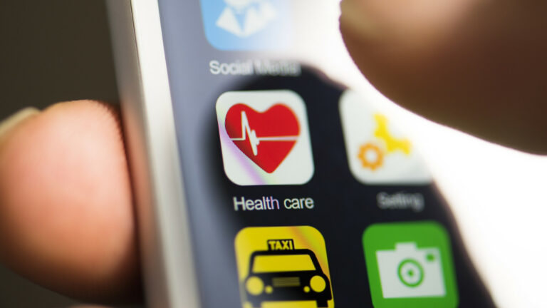 Health focused app icon displayed on a smartphone