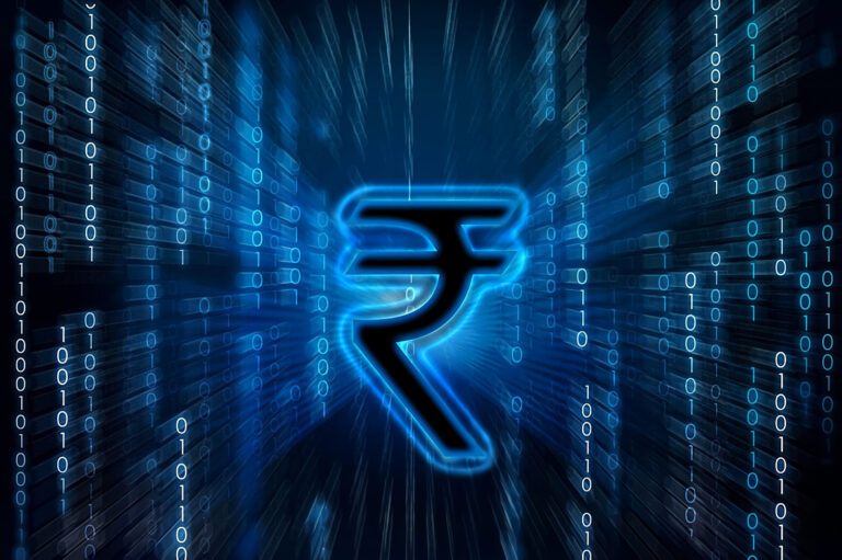 Indian rupee symbol on binary digits