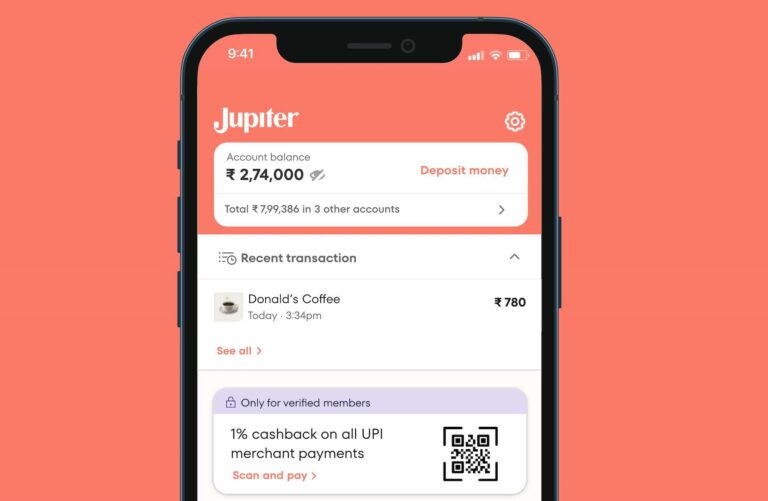 Neobank Jupiter app screenshot