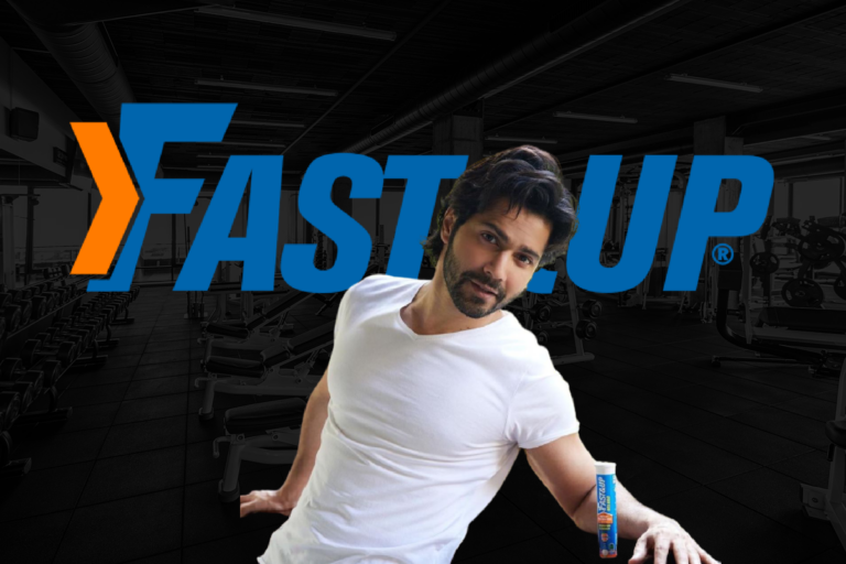 Picture of Varun Dhawan with Fast&Up brand logo