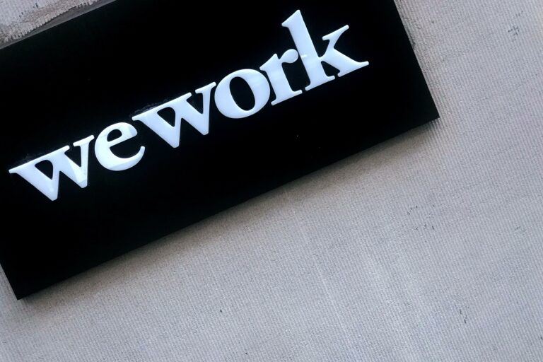 WeWork logo is pictured in the Manhattan borough of New York City, New York