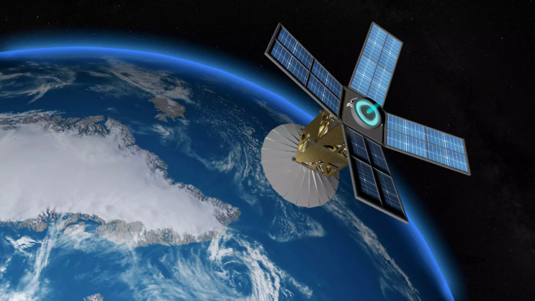 satellite revolving around earth's orbit