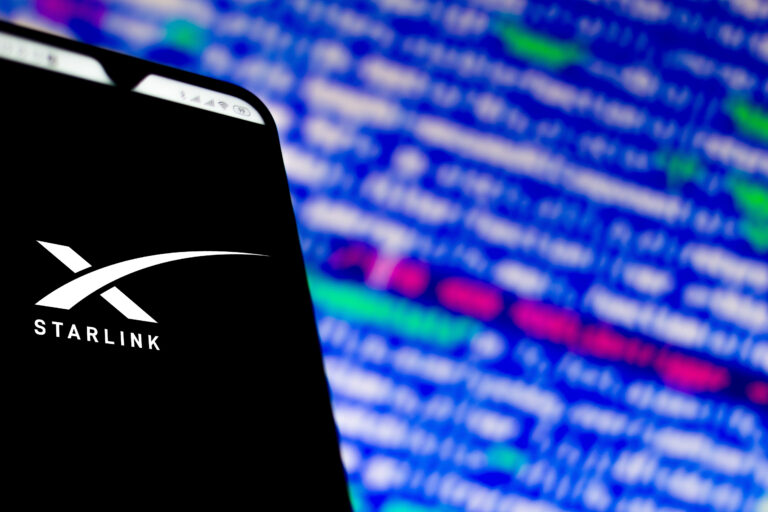 In this photo illustration a Starlink (SpaceX) logo app seen displayed on a smartphone.