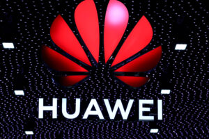 The logo of Huawei is seen at the Mobile World Congress in Barcelona, Spain