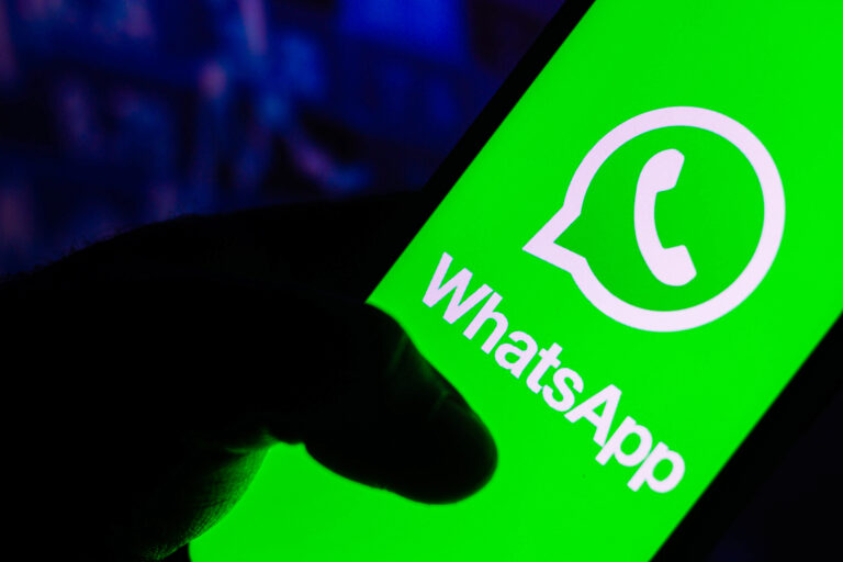 WhatsApp logo seen displayed on a smartphone screen