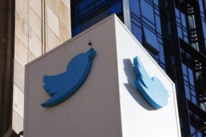 Twitter sign outside its headquarters at San Francisco