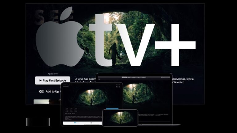 A screen depicting contents on the home page on Apple TV+