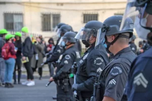 Armed police at the time of a protest