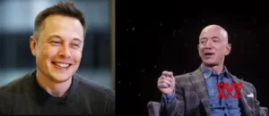 Image of Elon Musk alongside image of Jeff Bezos