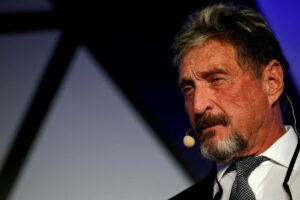 John McAfee, co-founder of McAfee Crypto Team and CEO of Luxcore and founder of McAfee Antivirus, speaks at the Malta Blockchain Summit in St Julian's, Malta November 1, 2018.