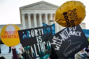 Posters during Roe v. Wade protest