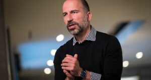 Uber CEO Dara Khosrowshahi at an event 