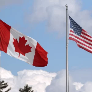 Image depicting flags of Canada and the USA