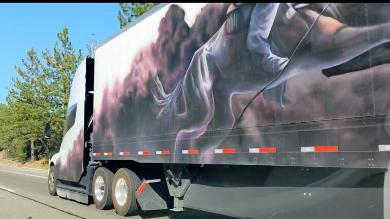 Tesla Semi electric truck with impressive artwork spotted on the highway