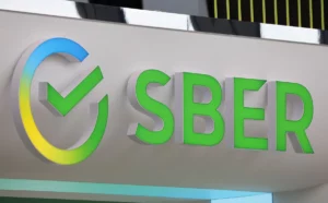 A view shows the logo of Sber (Sberbank) at the St. Petersburg International Economic Forum (SPIEF) in Saint Petersburg, Russia June 15, 2022.