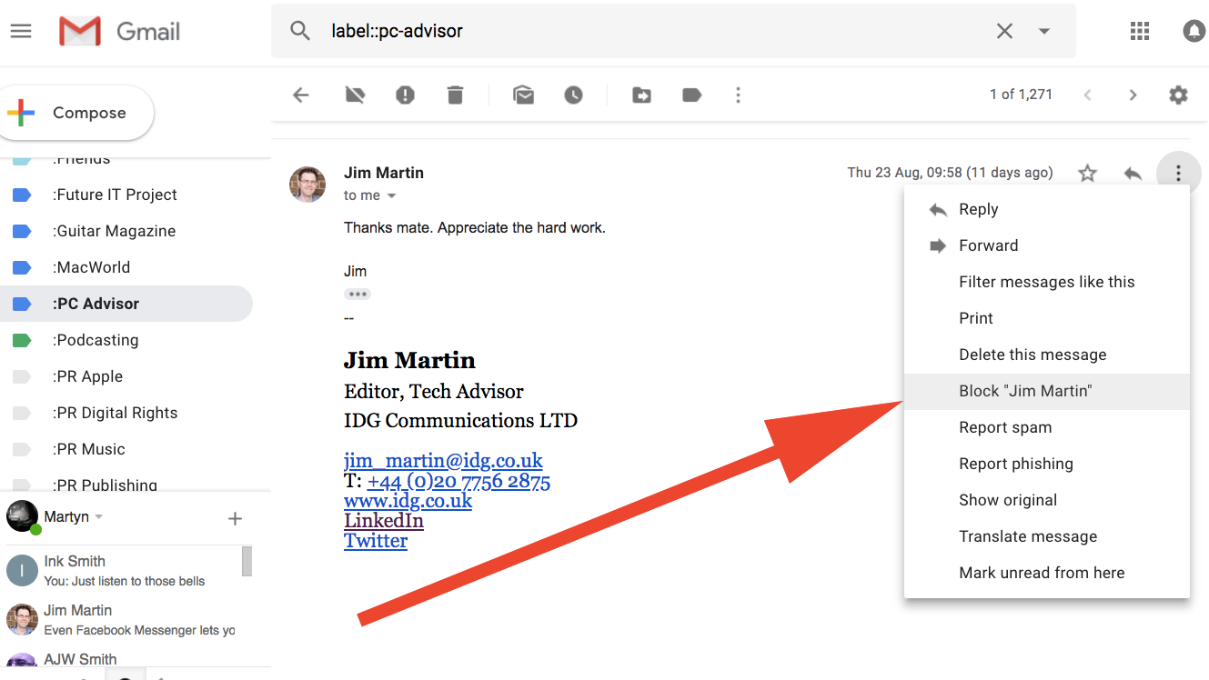 how to block emails from domain gmail