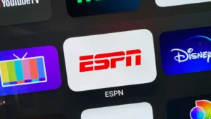 TV screen depicting ESPN and Disney logo