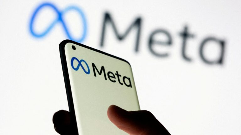 Meta logo depicted on a screen