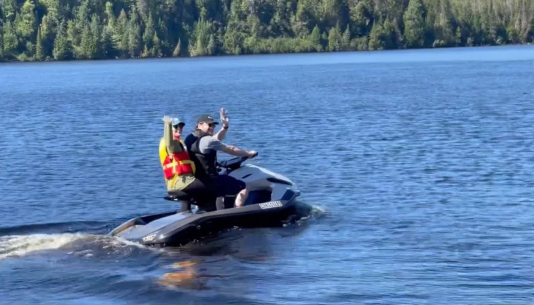 Ford F-150 Lightning electric pickup charges electric jet ski while driving
