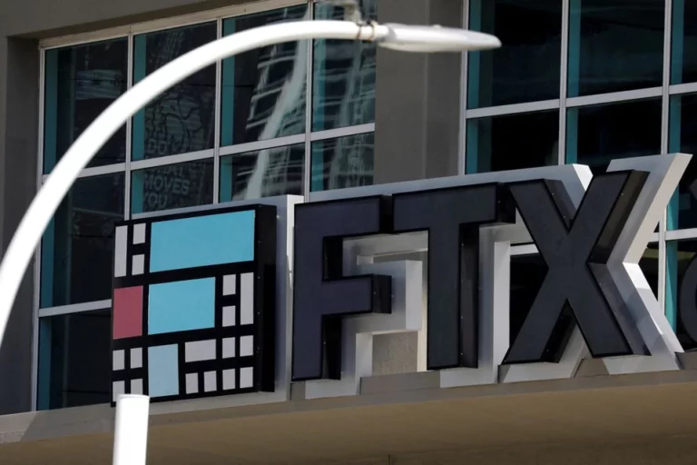 The logo of FTX is seen at the entrance of the FTX Arena in Miami, Florida, U.S. -- REUTERS
