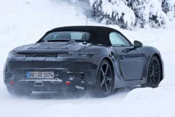 Electric Porsche Boxster spied on chilly winter test