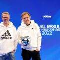Adidas CFO Harm Ohlmeyer and CEO Bjorn Gulden attend the company’s annual news conference in Herzogenaurach, Germany