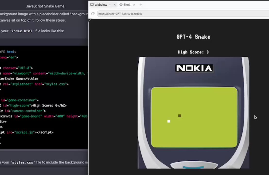 Create a snake game using ChatGPT-4. - DEV Community