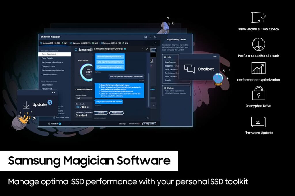 Samsung Magician Software to tweak your Samsung 990 Pro 2TB Heatsink SSD