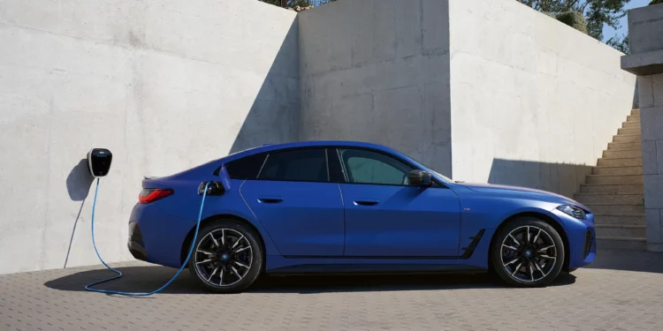 a photo of a BMW EV being charged through ChargeForward