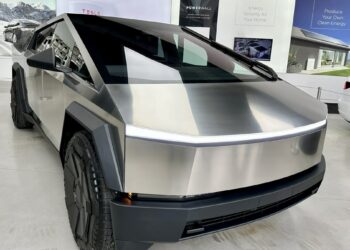 Cybertruck in a showroom