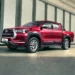 A red Toyota Hilux