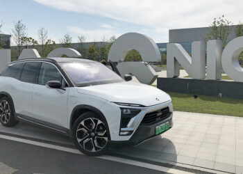 A Nio ES8 battery-electric crossover in Hefei, China